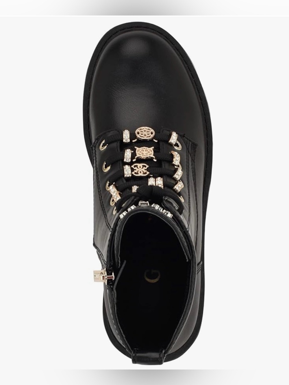 GUESS Black Lace-Up Combat Boots with Gold Eyelets NWOT - Picture 4 of 16